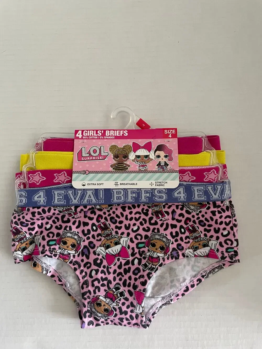 Girls LOL 4 Pair Panties Underwear Size 4 NEW